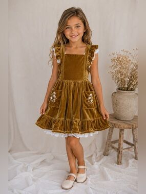 Golden Velvet Pinafore from Love and Grow